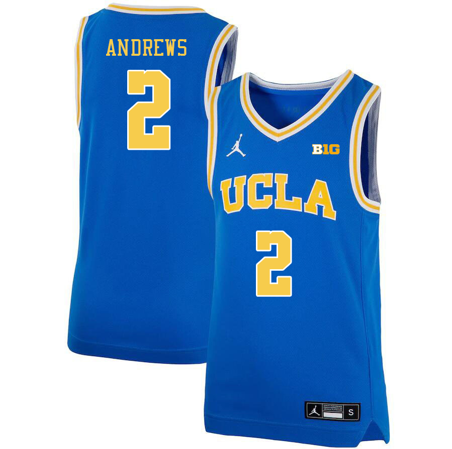 UCLA Bruins #2 Dylan Andrews Big 10 Conference College Basketball Jerseys Stitched Sale-Royal